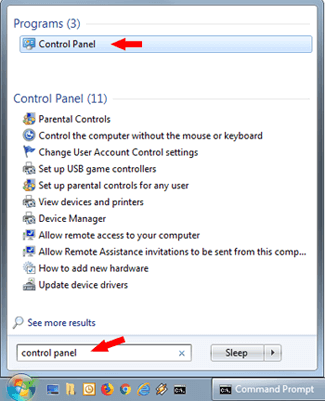 open control panel